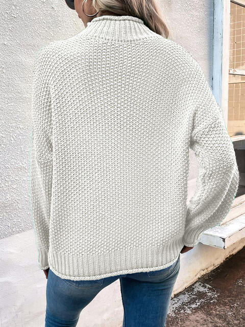 Roll Hem Drop Shoulder Sweater