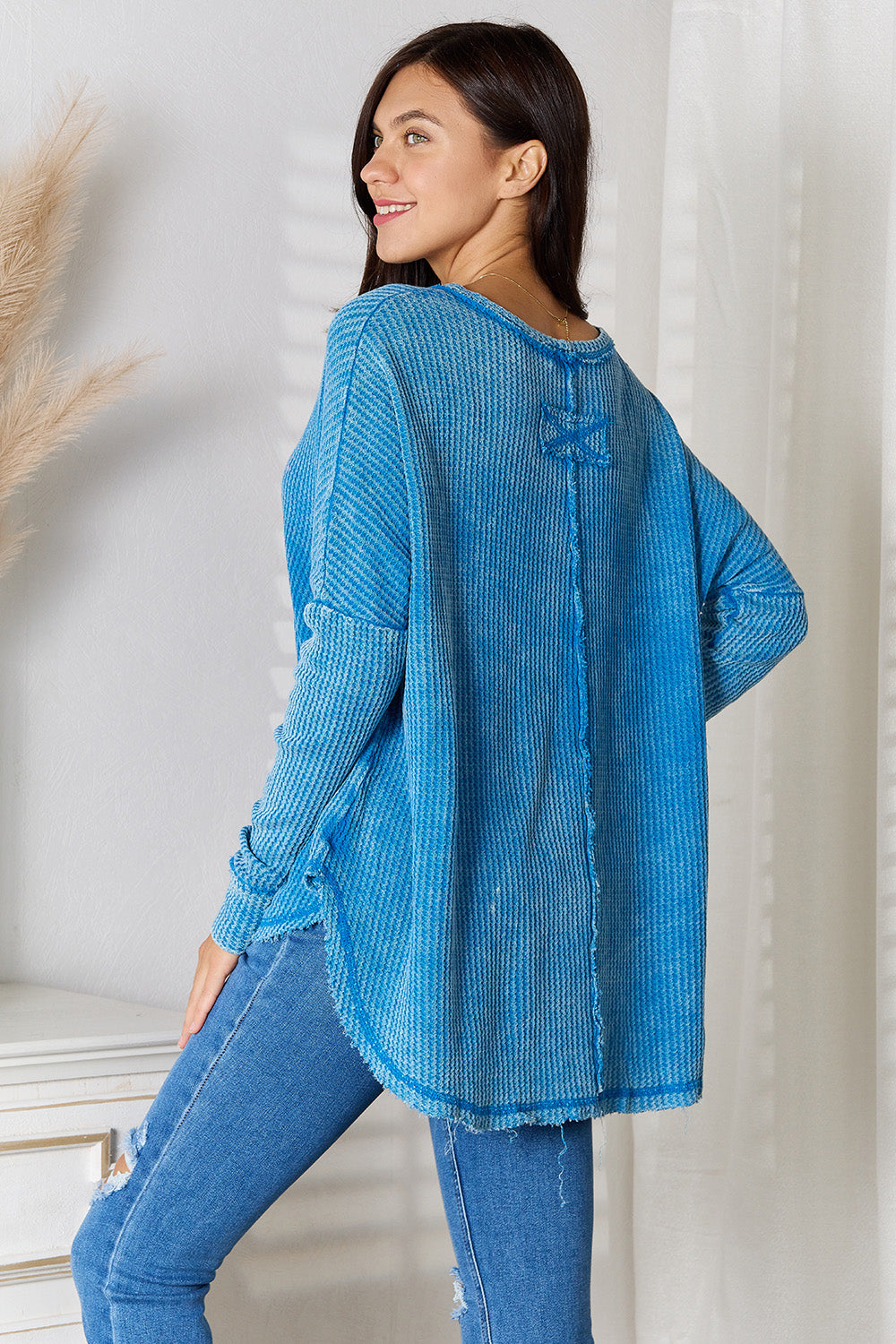 Zenana Center Seam Waffle-Knit Top