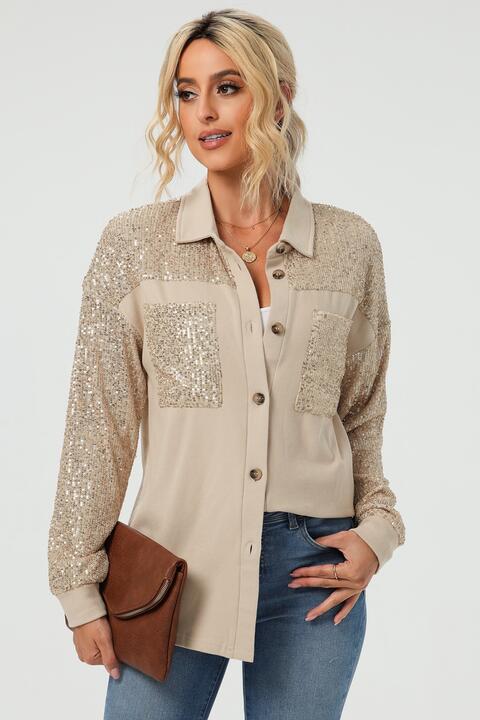 Sequin Long Sleeve Shirt