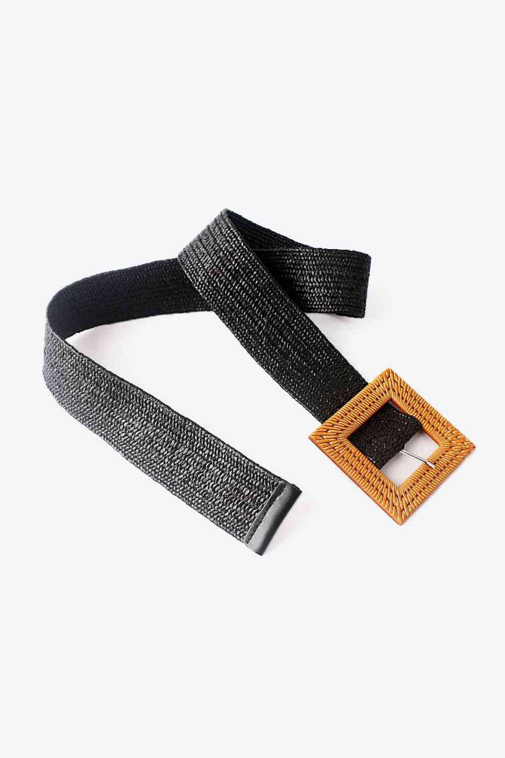 Square Buckle Elastic Braid Belt