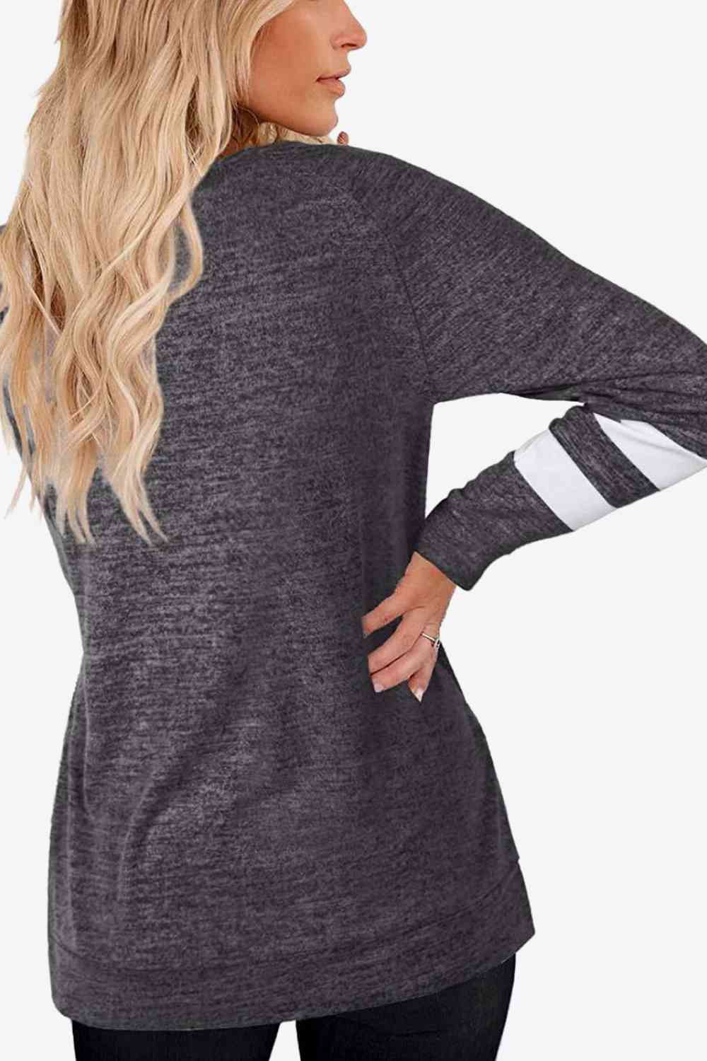 Striped Contrast Raglan Sleeve Top