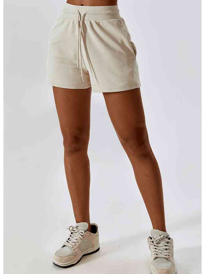 Drawstring Smocked Waist Sports Shorts