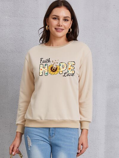 FAITH HOPE LOVE Round Neck Sweatshirt