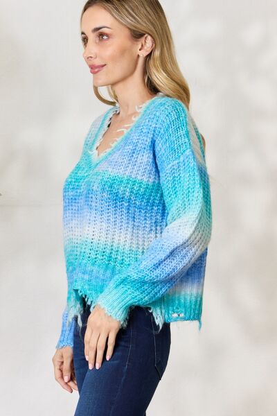 BiBi Tie Dye Frayed Hem Sweater